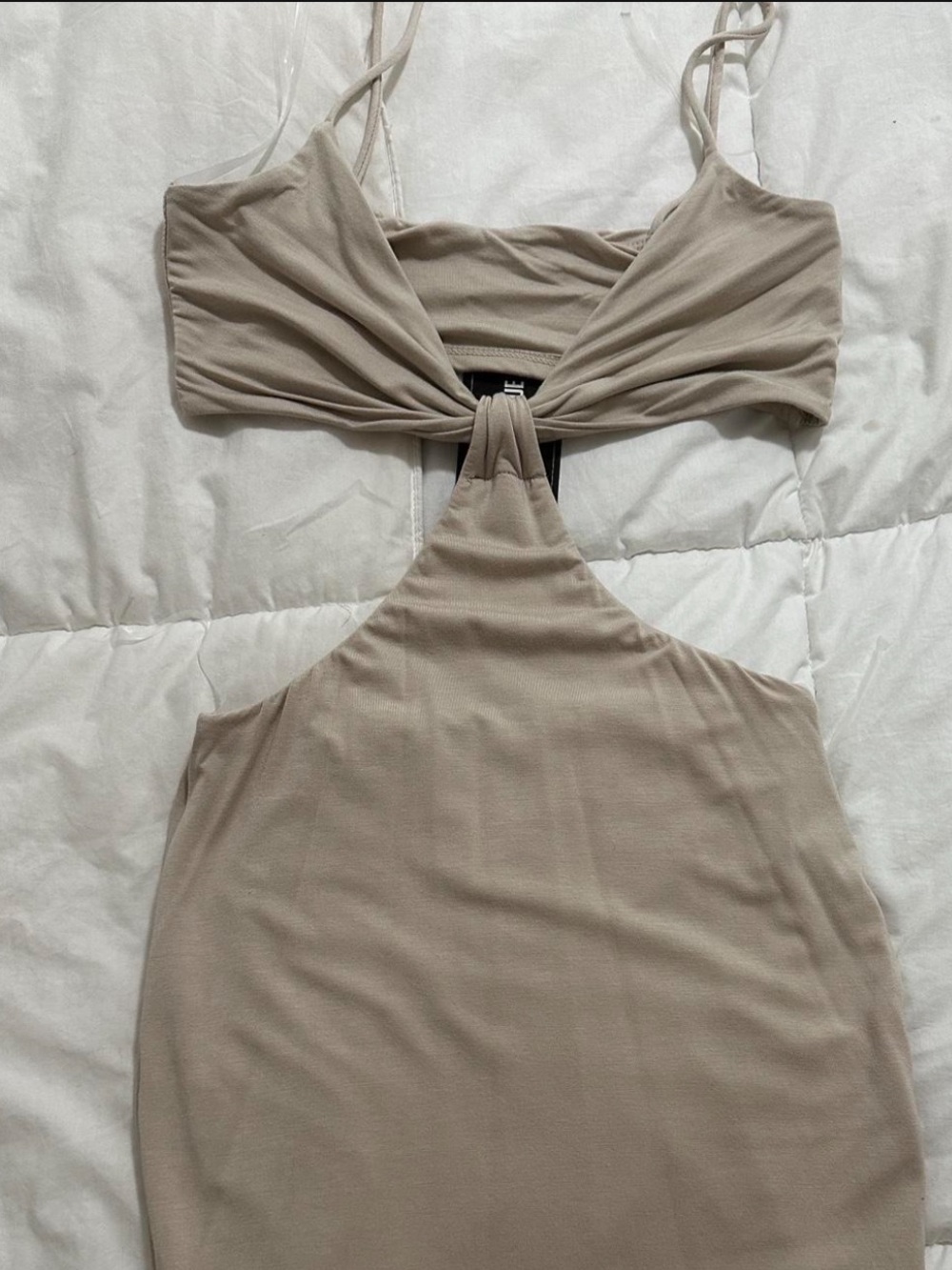 The Boutique Nude Twist-Halter Bodycon Dress